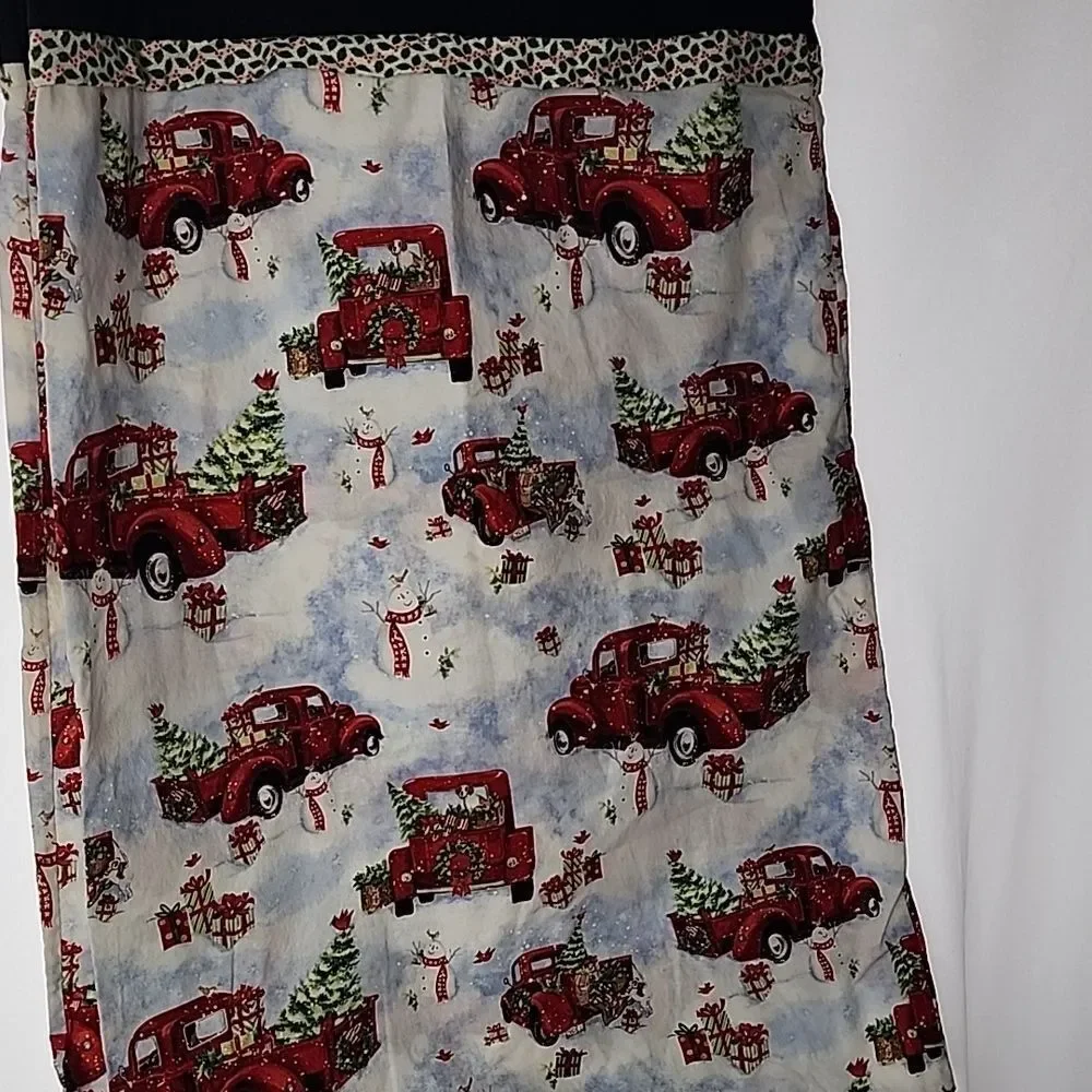 Set Of 2 Red Truck & Snowman Holly Trimmed Pillowcases
